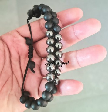 Lava with Hematite Bracelets Dubble Beads