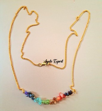 7 Chakra Chips Necklace With Golden Chain