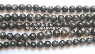 Black Onyx Banded Round Beads