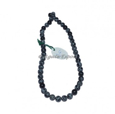 Snow Black Obsidian Gemstone Beads