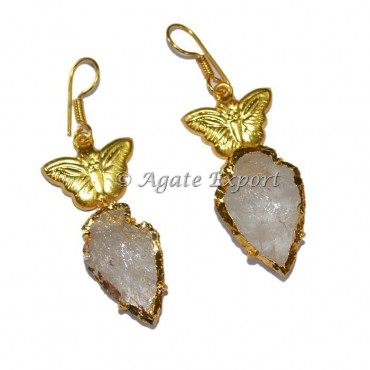 Rose Quartz Arrowheads Earring with Butterfly