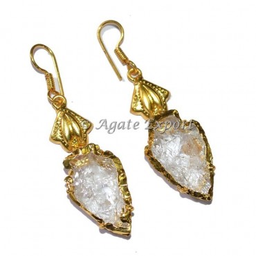 Crystal Quartz  Arrowheads Earring with Flower