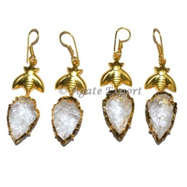 Crystal Quartz Arrowheads Earring with Butterfly