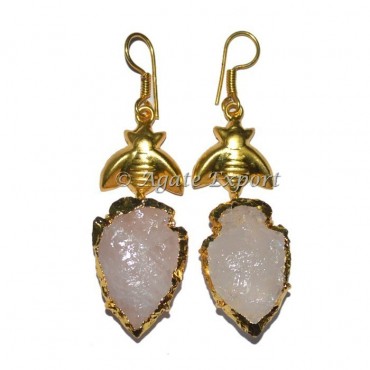 Rose Quartz Fly Arrowheads Earrings