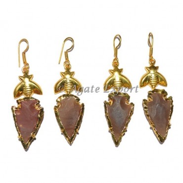 Agate Arrowheads Flying Earrings