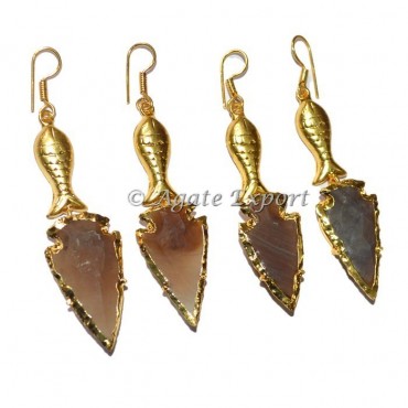 Electroplated Arrowheads Fish Earring