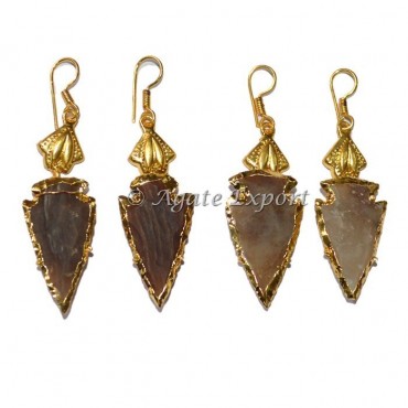 Electroplated Agate Arrowheads Earring