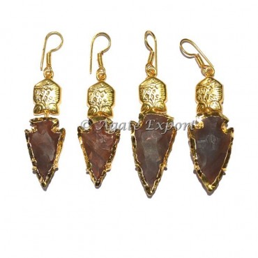 Agate Arrowheads Electroplated Arrowheads Earring