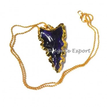 Sharp Edges Blue Glass Arrowheads Necklace