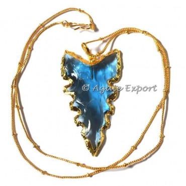 Sharp Edges Sky Blue Glass Arrowheads Necklace