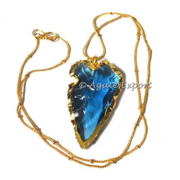 Sky Blue Heart Cut Glass Arrowheads Necklace