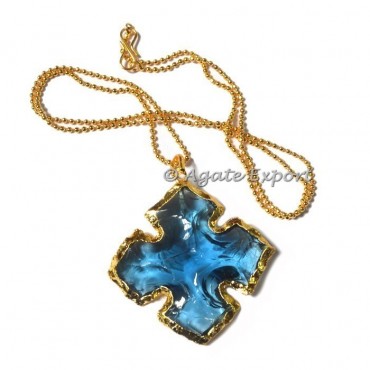 Square Carved Sky Blue Arrowheads Necklace
