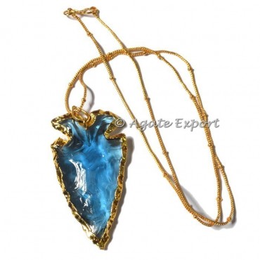 Sky Blue Glass Arrowheads Necklace