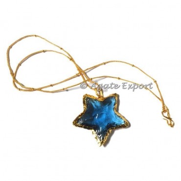 Sky Blue Glass Star Point Necklace
