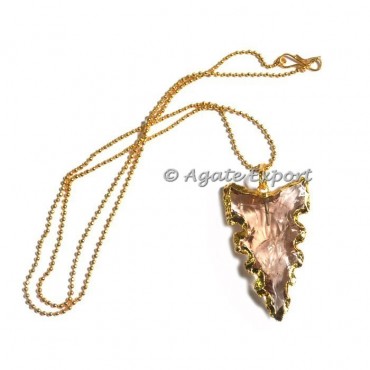 Pink Glass Sharp Edges Arrowheads Necklace