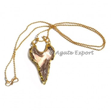 Pink Moon Shape Arrowheads Necklace