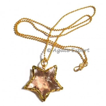 Pink Star Shape Arrowheads Necklace