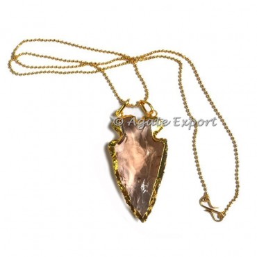 Pink Glass Normal Arrowheads Necklace