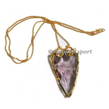Light Purple Carved Arrowheads Necklace