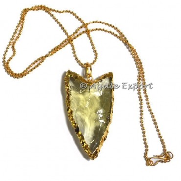 Yellow Glass Arrowheads Necklace