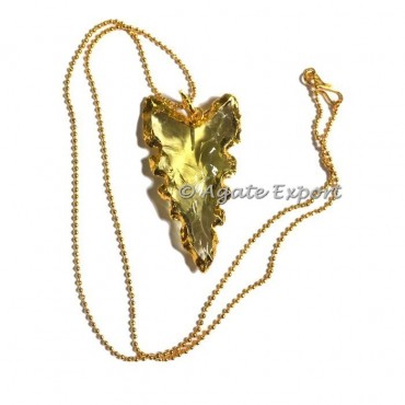 Yellow Glass Classic Cut Arrowheads Necklace