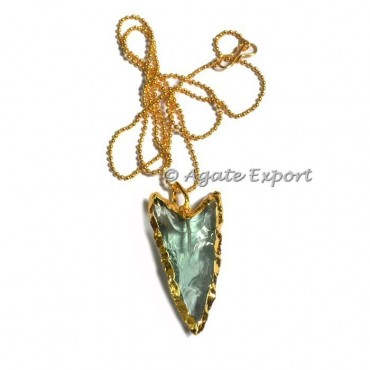 Aqua Plane Glass Arrowheads Necklace