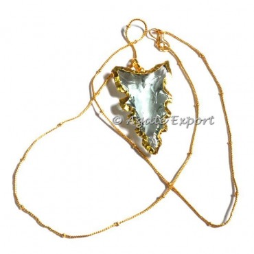 Aqua Glass Arrowheads Electroplated Necklace