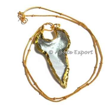 Aqua Moon shape Arrowheads Necklace