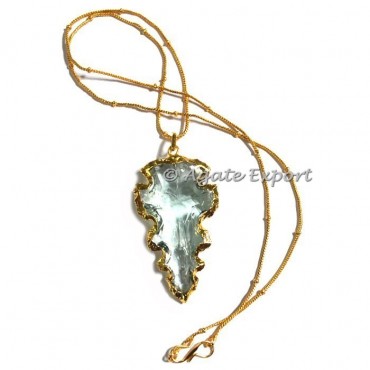 Aqua Hand Carved Arrowheads Necklace