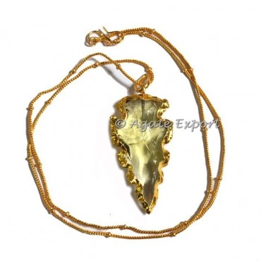 Lemon Glass Carved Arrowheads Necklace