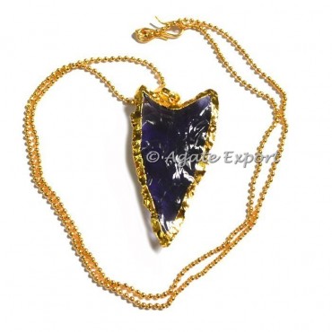 Amethyst Blue Glass Arrowheads Necklace