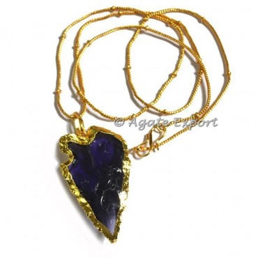 Amethyst Heart Cut Glass Arrowheads Necklace
