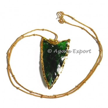 Green Glass Arrowheads Necklace