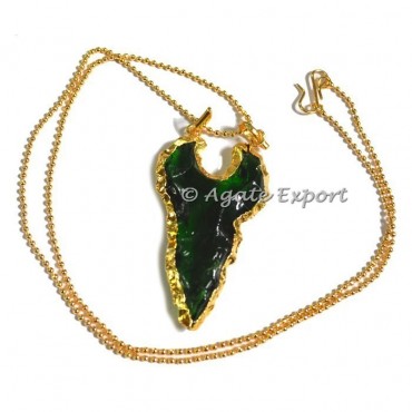 Green Glass Moon shape Arrowheads Necklace