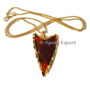 Red Glass Electroplated Arrowheads Necklace