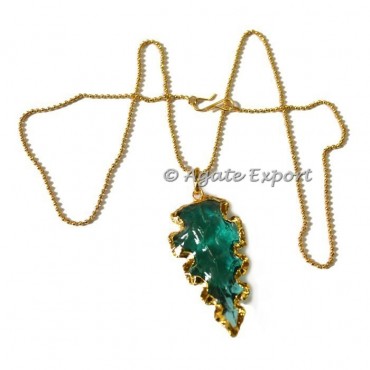 Dark Aqua Glass Electroplated Arrowheads Necklace