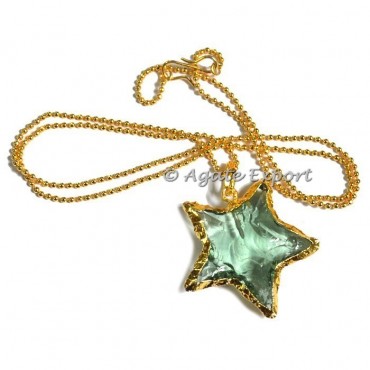 Aqua Glass Star Shape Arrowheads Necklace