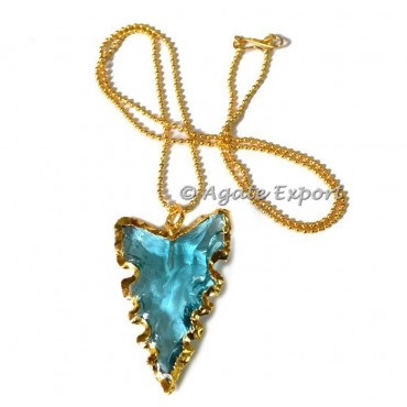 Light Aqua Arrowheads Necklace