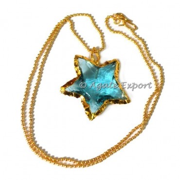 Light Aqua Star Shape Arrowheads Necklace
