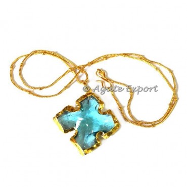 Light Aqua Square Cut Arrowheads Necklace