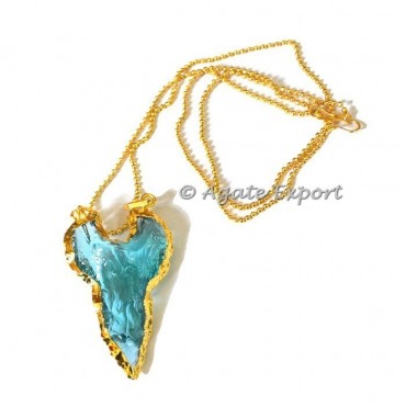 Light Aqua Moon shape Arrowheads Necklace