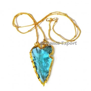 Light Aqua Heart Cut Arrowheads Necklace