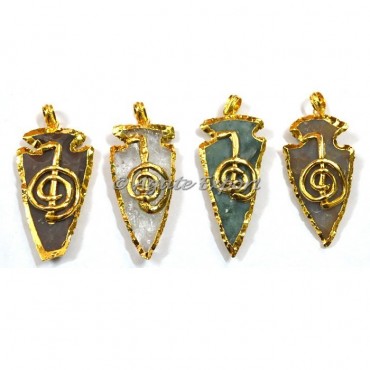 Agate Reiki Electroplated Arrowheads Pendant