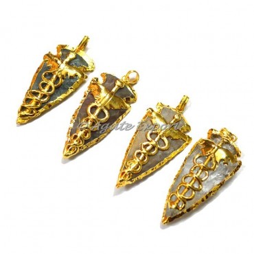 Assorted Electroplated Agate Arrowheads Pendant