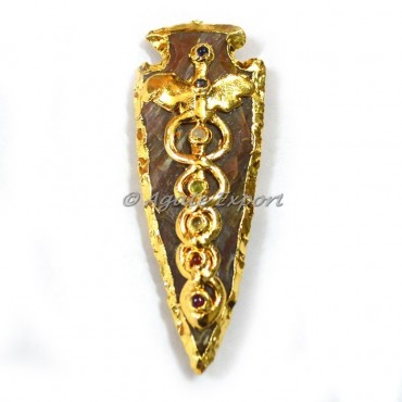 7 Chakra Stone Electroplated Arrowheads Pendants