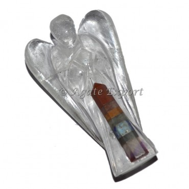 Crystal Quartz Angel With Rocket Chakra Point