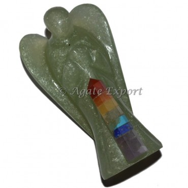 Green Aventurine Angel With Rocket Chakra Point