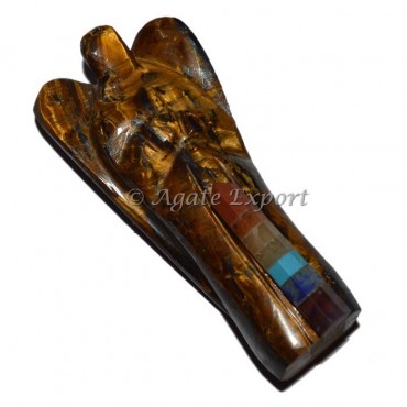 Tiger Eye Angel With Seven Chakra Rocket Point