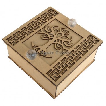 Tree Of Life Wooden Gift Box With Crystal Sphere