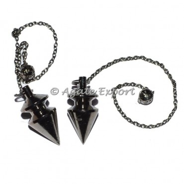 Carved Small Black Metal Pendulums